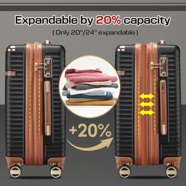 Joyway Luggage Sets 3 Piece,Expandable Hard Shell Suitcase Set with Spinner Wheels, Lightweight Travel Luggage set with TSA Lock(Black, Luggage Sets 5 Piece) - Image 2