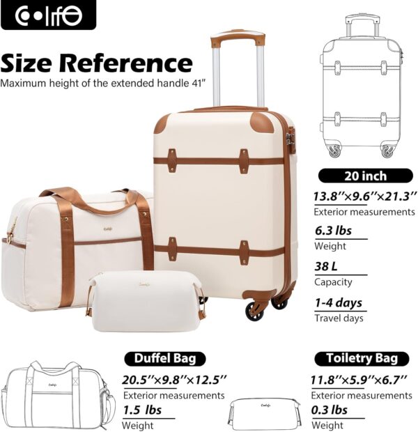 Coolife Luggage Set 3 Piece Suitcase Set Carry On Luggage PC Hardside Luggage TSA Lock Spinner Wheels Telescopic Handle - Image 7