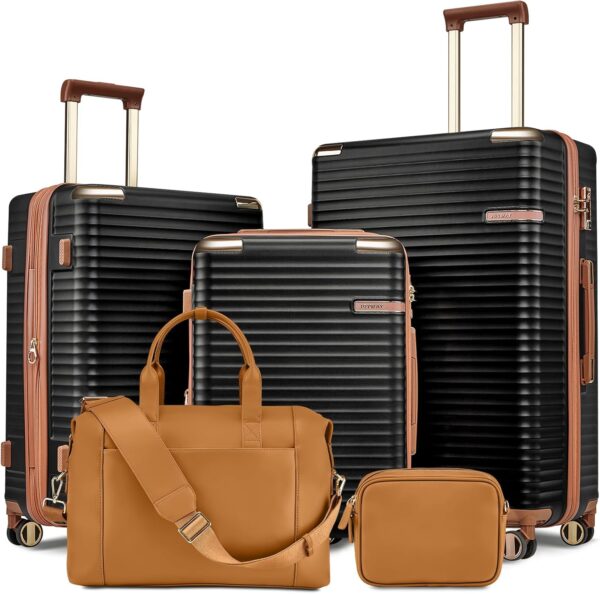 Joyway Luggage Sets 3 Piece,Expandable Hard Shell Suitcase Set with Spinner Wheels, Lightweight Travel Luggage set with TSA Lock(Black, Luggage Sets 5 Piece)