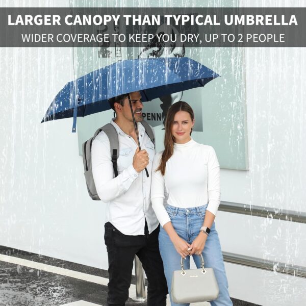 Anntrue Windproof Travel Umbrella, Auto Open Close Lightweight Compact Portable Backpack Folding Umbrella, Perfect for Car, Purse, Men and Women(Blue) - Image 3
