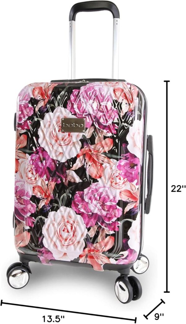 BEBE Women's Marie 21" Hardside Carry-on Spinner Luggage, Black Floral Print, One Size - Image 6