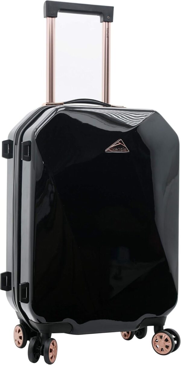 kensie Women's Shiny Diamond Hardside Spinner Luggage, Black, 2-Piece Set (20/28) - Image 3