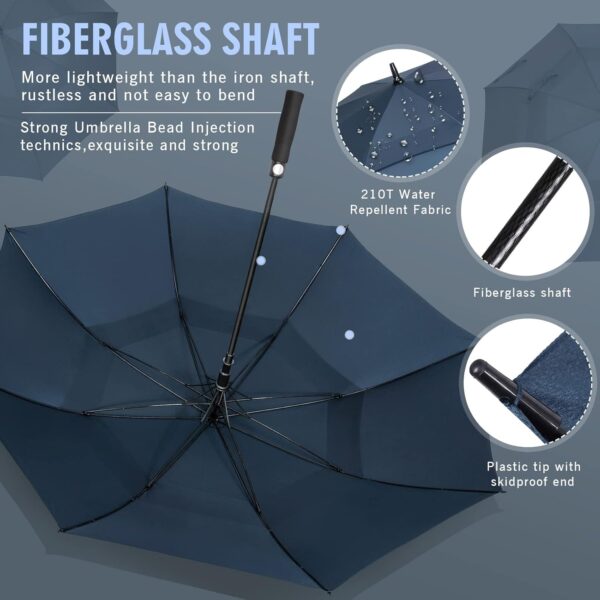 ZOMAKE Automatic Open Extra Large Golf Umbrella 51/54/62/68 Inch, Double Canopy Vented Windproof Oversize Stick Umbrellas for Rain - Image 6