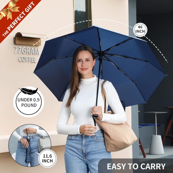 Anntrue Windproof Travel Umbrella, Auto Open Close Lightweight Compact Portable Backpack Folding Umbrella, Perfect for Car, Purse, Men and Women(Blue) - Image 2