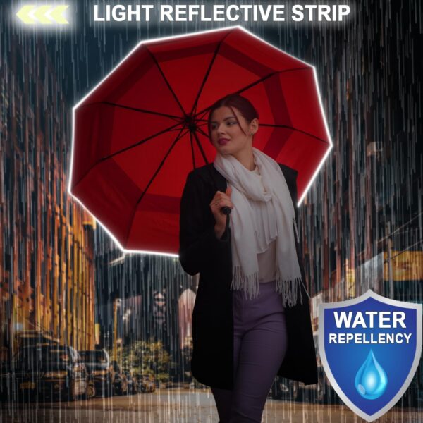 Royal Walk Windproof Folding Travel Umbrella Compact and Strong Luxurious Real Wood Handle Automatic Open Close Vented Double Canopy for Men and Women - Image 9