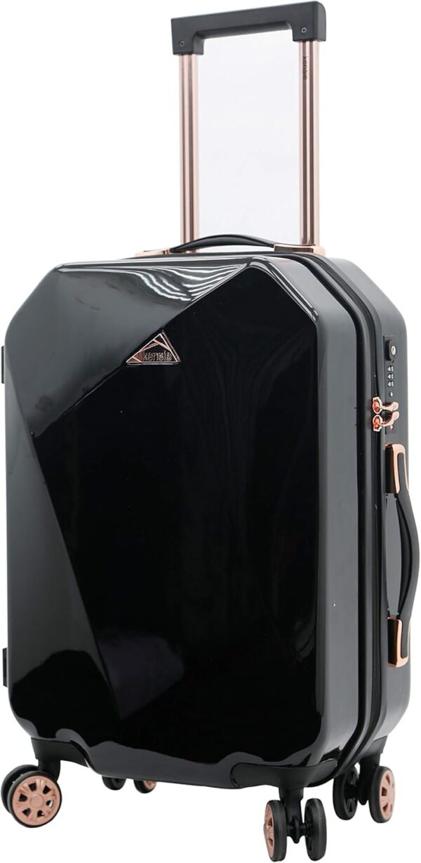 kensie Women's Shiny Diamond Hardside Spinner Luggage, Black, 2-Piece Set (20/28) - Image 5