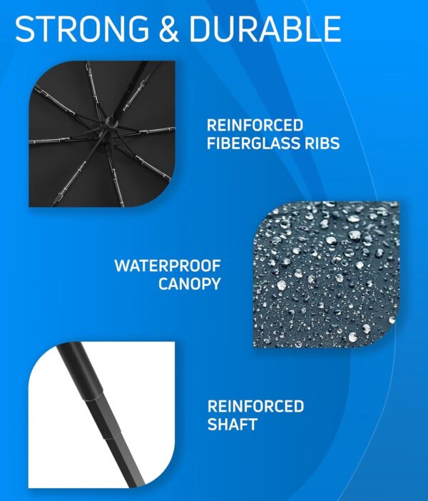 Rain-Mate Windproof Compact Umbrellas for Rain - Portable Folding Travel Umbrella - Auto Open & Close Button - Image 3