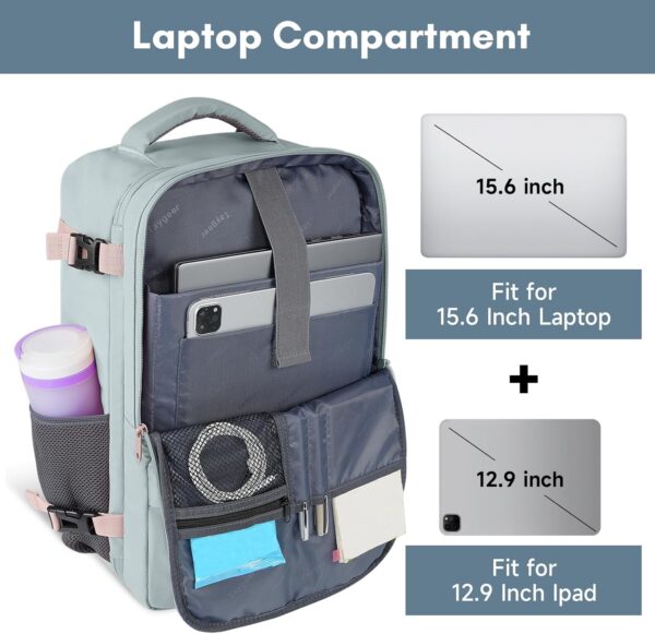 Taygeer Personal Item Backpack for Men Women, Travel Backpack Carry on Luggage Flight Approved with USB Charging Port & Shoe Pouch, Large Weekender Work Bag for Hiking Gift, Gray Powder - Image 5