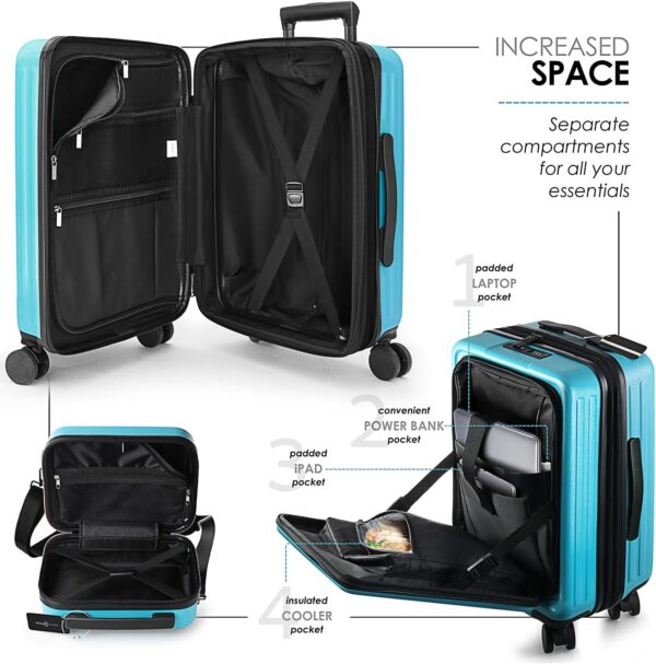 Hard Shell Luggage Sets with Spinner Wheels 4 Piece, Expandable Large Suitcases with TSA Lock, Travel Large Suitcase Set, Teal Luggage Set - Image 5