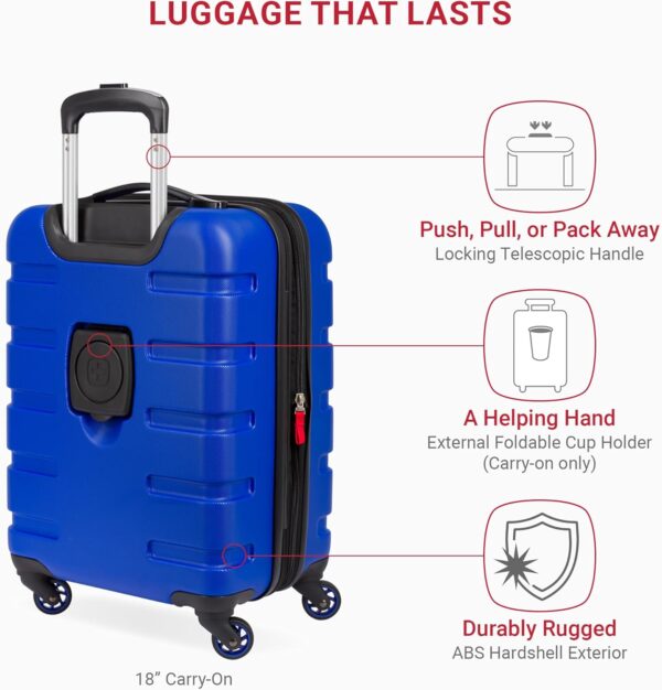 SwissGear 7366 Hardside Expandable Luggage with Spinner Wheels, Cobalt, 3-Piece Set (19/23/27) - Image 2