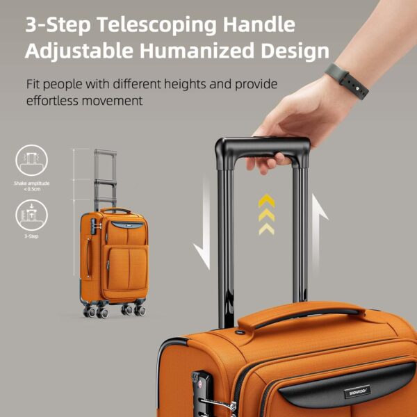 SHOWKOO Luggage Sets 3 Piece Softside Expandable Lightweight Durable Suitcase Sets Double Spinner Wheels TSA Lock Hot Orange (20in/24in/28in) - Image 4