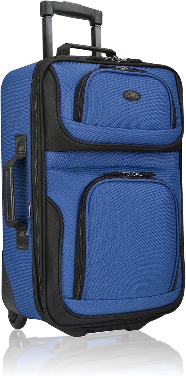 U.S. Traveler Lightweight Rolling 20" Carry On Luggage Softside Suitcase, Blue, 2 Wheel-1 Piece