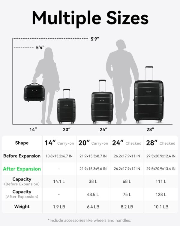 LUGGEX Carry on Luggage with Spinner Wheels, Lightweight Suitcase 2 Piece, Expandable (Pink, 14/20) - Image 7