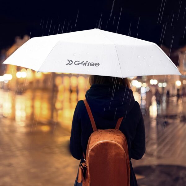 G4Free 46 Inch Reflective Travel Umbrella for Rain Large Windproof Auto Open Close Folding Compact Umbrellas, Strong Fiberglass Frame for Men Women - Image 2