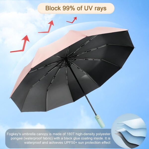 2-Pack Windproof, Waterproof, UV-Blocking Portable Travel Umbrella, Compact Sun & Rain Folding Umbrella, Double Rib Structure, Large Auto Open and Close Car Umbrella - Image 3