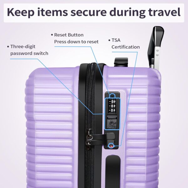 Carry On Luggage Set 2 Piece PC+AB Hardshell 20 inch Suitcases with Spinner Wheels Airline Approved. - Image 4