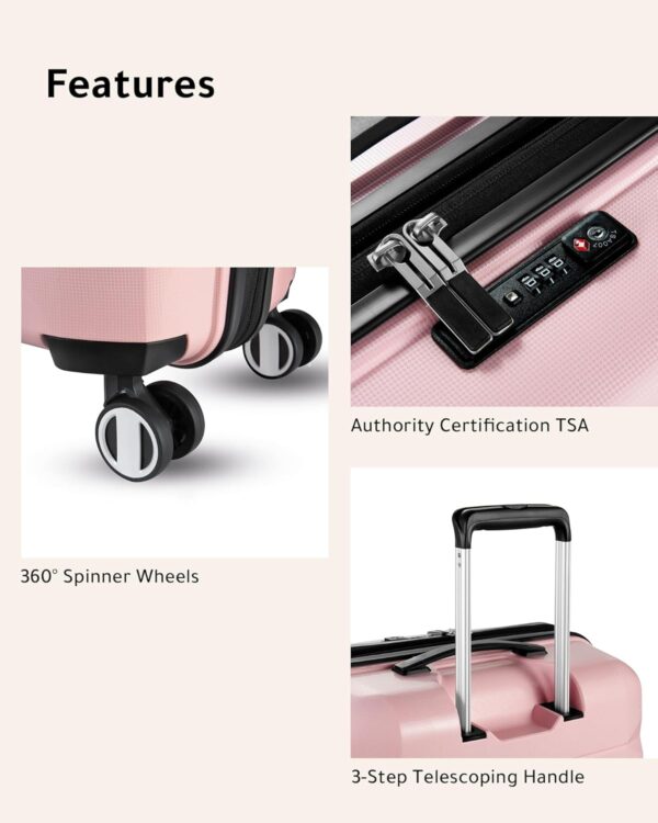 LUGGEX Carry on Luggage with Spinner Wheels, Lightweight Suitcase 2 Piece, Expandable (Pink, 14/20) - Image 8