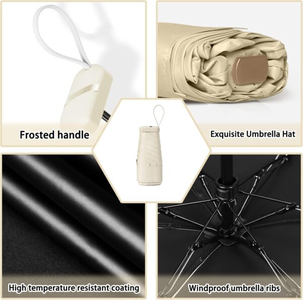 Compact Mini Travel Umbrella - Lightweight, Portable, and Windproof Sun & Rain Umbrella with 99% UV Protection - Perfect for Women, Men, and Kids on-the-go - Image 3