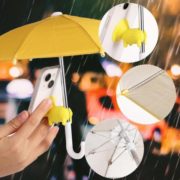 2pcs Cell Phone Umbrella for Sun Shade, Universal Adjustable Cute Phone Shade Umbrella with Piggy Style Suction Cup, Outdoor Anti-Glare Stand Sun Visor (Yellow & Pink) - Image 3