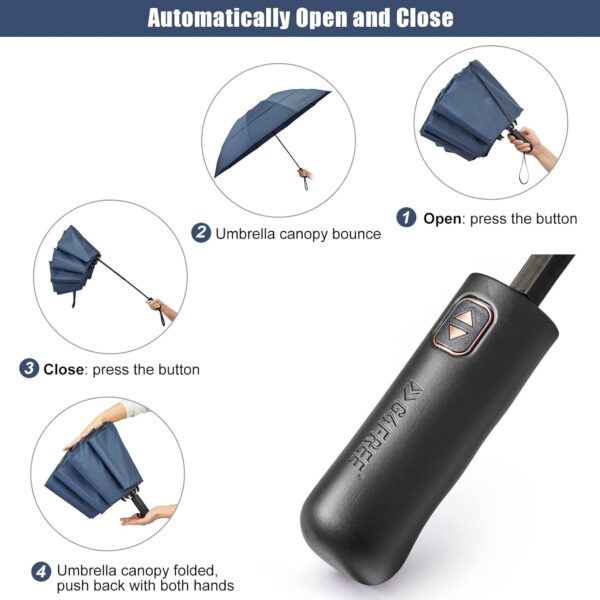 G4Free 42/46/54/62 Inch Large Golf Umbrella Compact Reverse Travel Umbrella 10 Ribs Windproof for Rain Double Canopy Automatic Open Close - Image 3