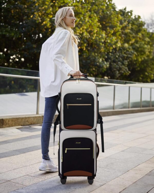 LOVEVOOK Luggage Sets for Women, 5 Piece Softside Carry-on Luggage Set, Lightweight Spinner Suitcases with Wheels with TSA Lock, Water-Resistant Large Capacity Suitcase Set for Travel - Image 2