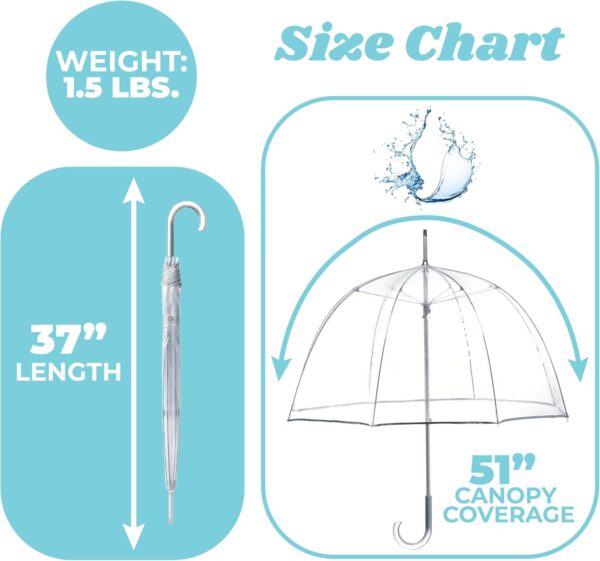 totes Adult Clear Bubble Umbrella with Dome Canopy and Lightweight Wind and Rain Protection - Image 5