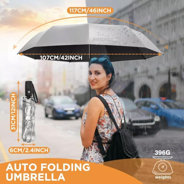 UPF 50+ UV Umbrella for Sun Protection Windproof Sun Umbrella with Titanium Coating Compact Lightweight Folding Umbrella for Travel Automatic Open Close - Image 4