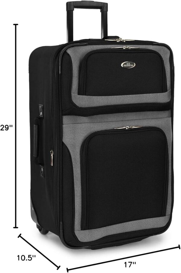 U.S. Traveler New Yorker Lightweight Softside Expandable Travel Rolling Luggage, Black/Grey, 4-Piece Set (15/21/25/29) - Image 14