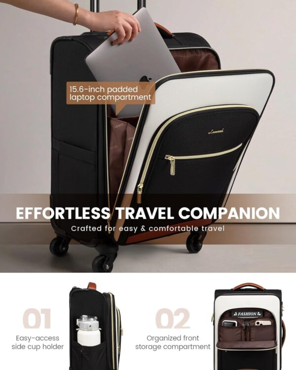 LOVEVOOK Luggage Sets for Women, 5 Piece Softside Carry-on Luggage Set, Lightweight Spinner Suitcases with Wheels with TSA Lock, Water-Resistant Large Capacity Suitcase Set for Travel - Image 8