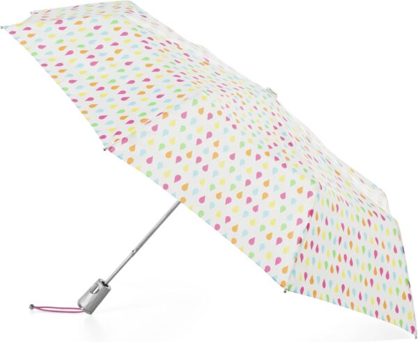 totes Automatic Open Water-Resistant Travel Foldable Umbrella, White Rain