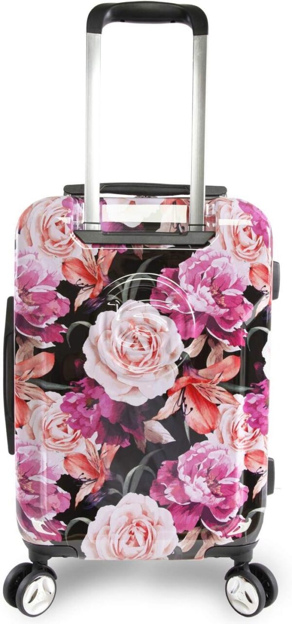 BEBE Women's Marie 21" Hardside Carry-on Spinner Luggage, Black Floral Print, One Size - Image 2