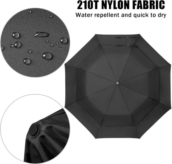 G4Free 62 Inch Portable Golf Umbrella Large Oversize Double Canopy Vented Windproof Waterproof Automatic Open Stick Umbrellas for Men Women(Black) - Image 6