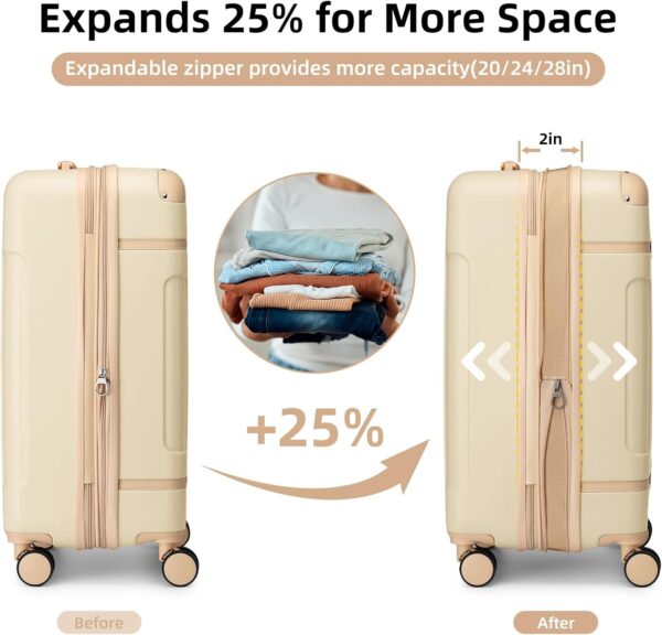 LARVENDER Luggage Sets 3 Piece Expandable Carry on Luggage 22x14x9 Airline Approved Hardshell Suitcase with Wheels TSA Lock, Lightweight Suitcase Set for Women with Travel Backpack, Cloud Cream - Image 2