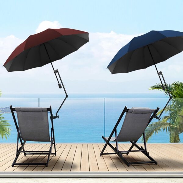 UPF 50+ Beach Umbrella with Adjustable Universal Clamp - Image 2