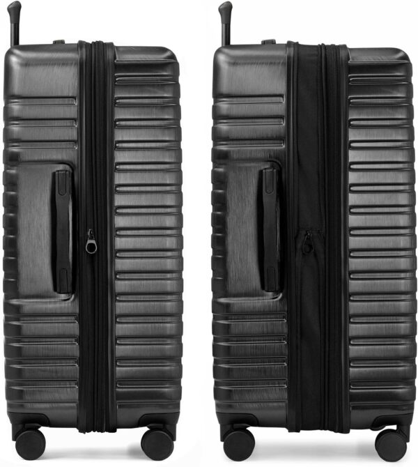 U.S. Traveler Boren Polycarbonate Hardside Rugged Travel Suitcase Luggage with 8 Spinner Wheels, Aluminum Handle, Black, 2-Piece Set, USB Port in Carry-On - Image 3