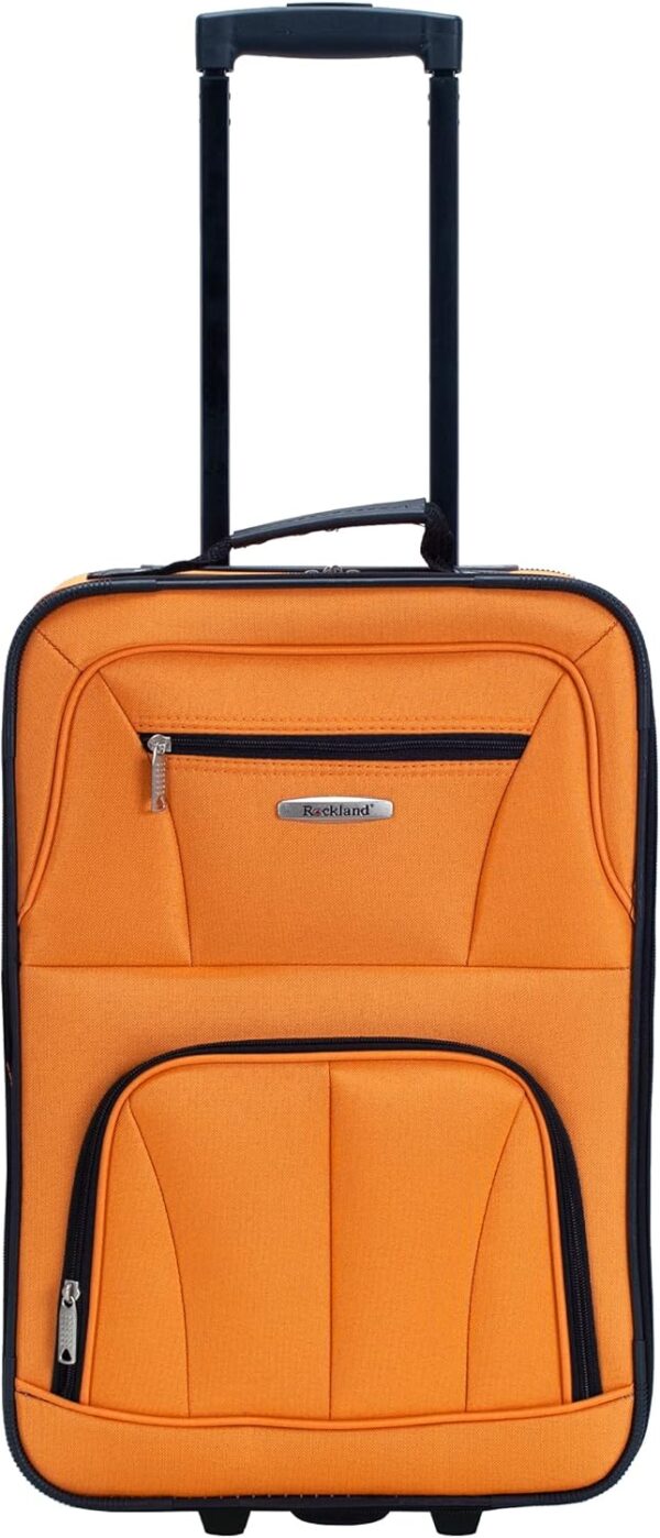 Rockland Fashion Softside Upright Luggage Set,Expandable, Orange, 2-Piece (14/19) - Image 2