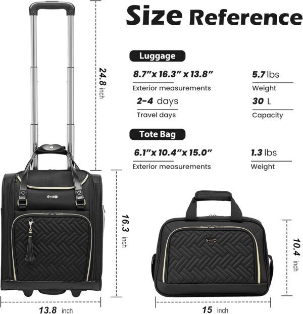 Coolife Luggage Carry On Luggage Underseat Luggage Suitcase Softside Wheeled Luggage Lightweight Rolling Travel Bag Underseater (Champagne Gray, Carry-On 16-Inch) - Image 7