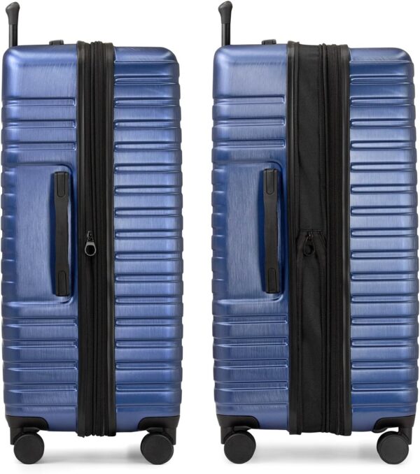 U.S. Traveler Boren Polycarbonate Hardside Rugged Travel Suitcase Luggage with 8 Spinner Wheels, Aluminum Handle, Navy, 2-Piece Set, USB Port in Carry-On - Image 3