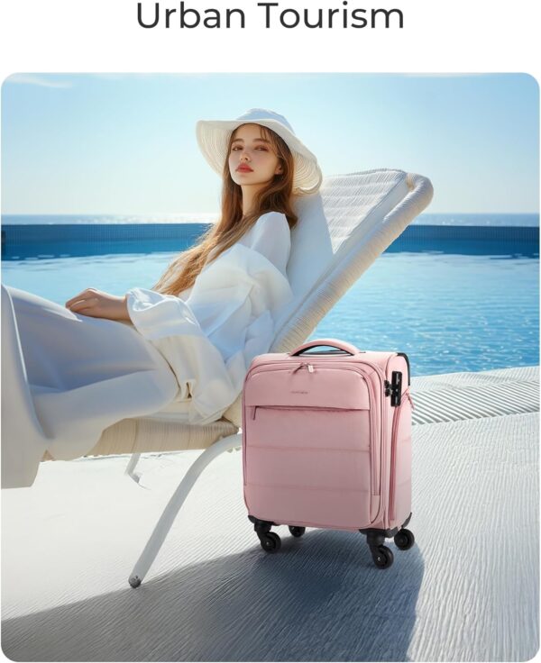 BAGSMART Underseat Carry on Luggage with Wheels, Soft Underseat Travel Luggage with PVC Wet/Dry Pockets, Lightweight Soft Personal Item Suitcase for Short Trip, Pinkish Purple - Image 9