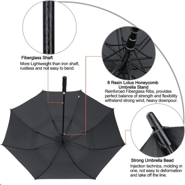 G4Free 47/54/62/68 Inch Automatic Open Golf Umbrella Oversize Extra Large Double Canopy Vented Windproof Waterproof Stick Umbrellas - Image 5