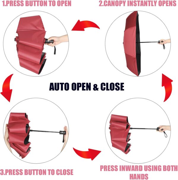 Jexine 6 Pcs Travel Compact Umbrella Automatic Open Close Windproof Small Light Backpack Purse Car Portable Collapsible Umbrella for Rain, Men Women - Image 4