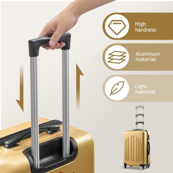 Karl home Luggage Set of 4 Hardside Suitcase Sets with TSA Lock 4 Spinner Wheels, ABS Lightweight Trolley Travel Case for Carry On Check-in Business Trip, Yellow (16/20/24/28) - Image 9