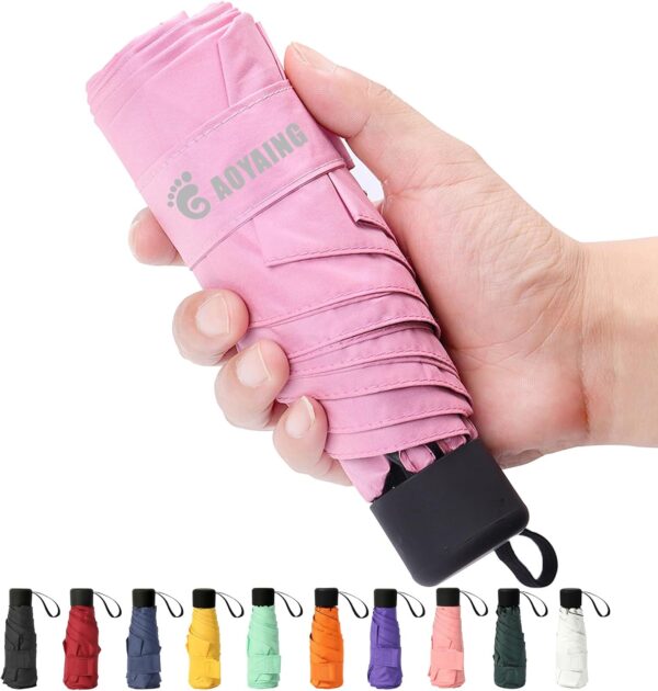 GAOYAING Compact Travel Umbrella with Case Lightweight Small and Compact Pocket Baby Pink - 34 Inches 2024