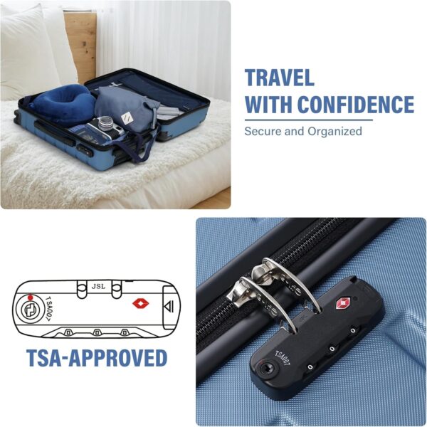 Coolife Luggage Set Suitcase 3 Piece Set Carry On Travel Luggage TSA Lock Spinner Wheels Aluminum Corner Protectors Hard Shell Lightweight Suitcase Set - Image 3