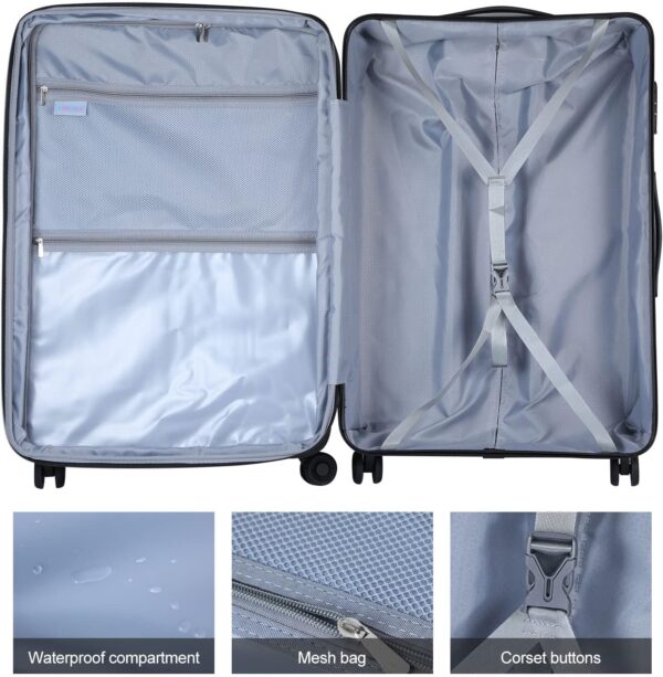 2 Piece Luggage Set 20/28 Inch, 20” Carry On with Front Pocket, 28” with Expandable Zipper, ABS+PC Hardshell Lightweight Suitcase, Silver Gray - Image 6
