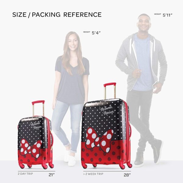 American Tourister Disney Hardside Luggage with Spinner Wheels, Minnie Mouse Red Bow, 2-Piece Set (21/28) - Image 2