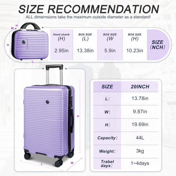 Carry On Luggage Set 2 Piece PC+AB Hardshell 20 inch Suitcases with Spinner Wheels Airline Approved. - Image 2