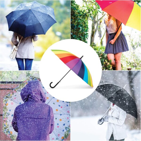 totes Large Eco Auto-Open 24 Rib Stick Umbrella with a Classic J Hook Curved Handle and water repellant - Image 4