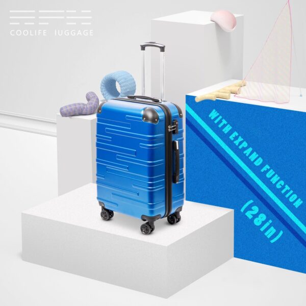 Coolife Luggage Expandable(only 28") Suitcase 3 Piece Set with TSA Lock Spinner 20in24in28in (blue) - Image 2
