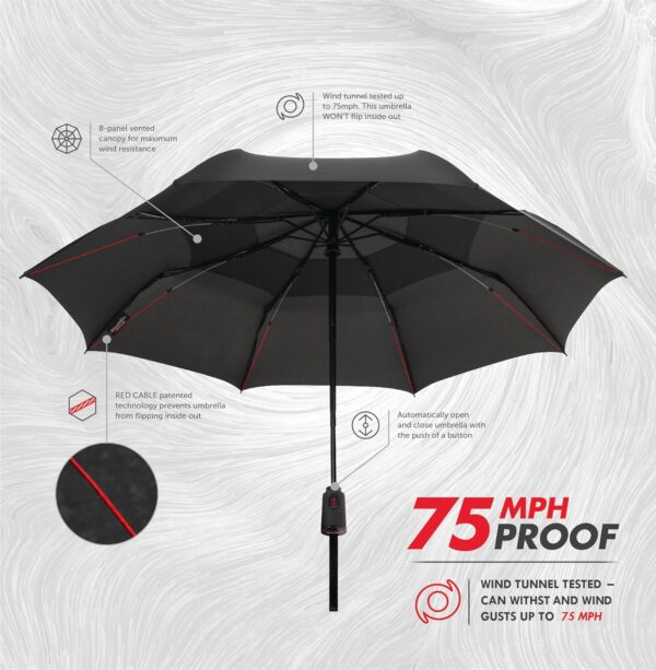 ShedRain Vortex Automatic Compact Folding Windproof Travel Umbrella – Push Button Open & Close - Rain & Windproof Vented Double Canopy – Protect from Rain, Sun & Wind - Wind Tunnel Tested to 75 mph - Image 3